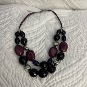 Necklace purple and silver